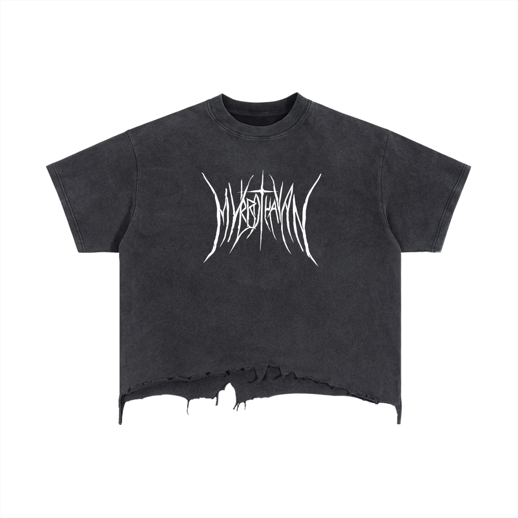 Vintage Wash Boxy Distressed Hem T-Shirt
